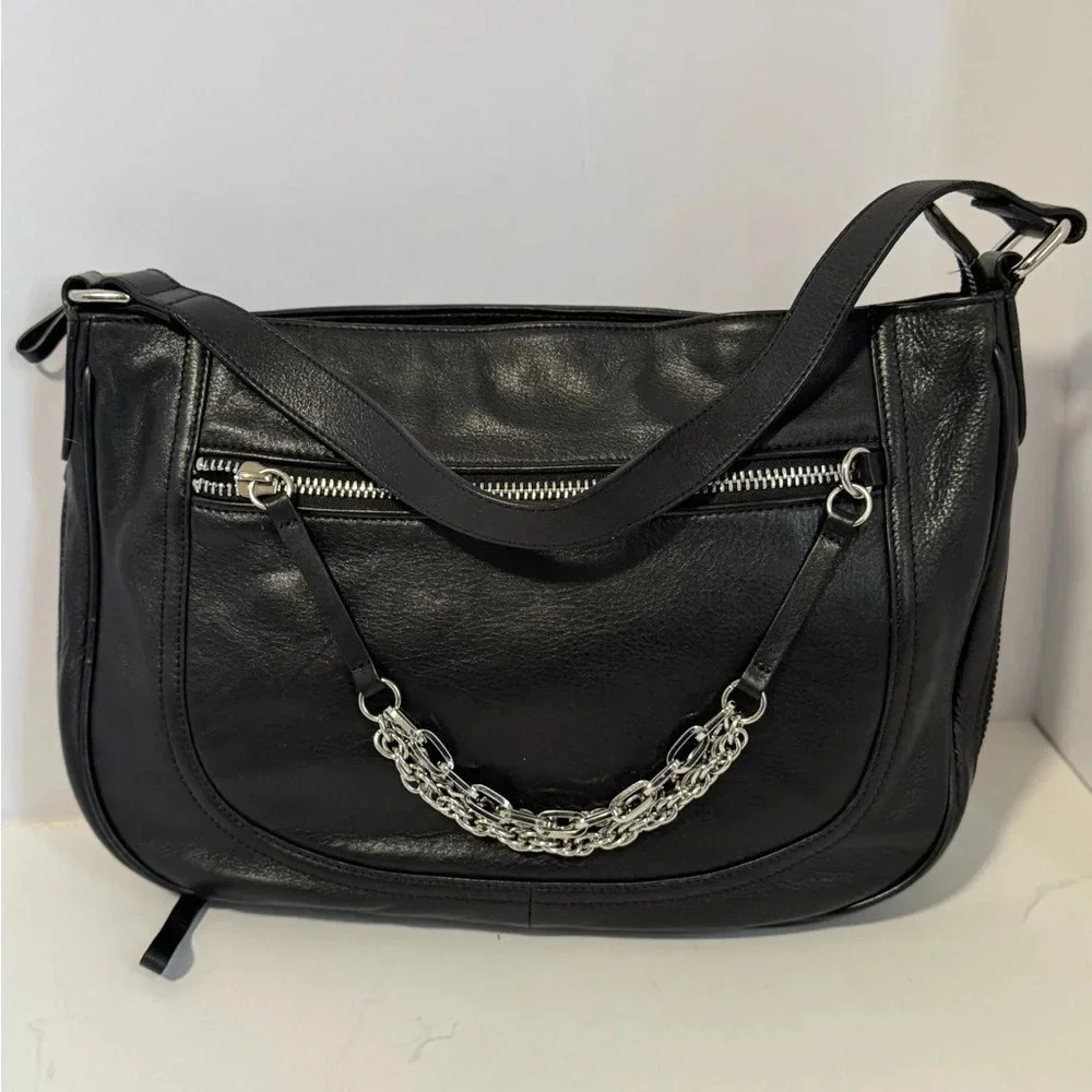 Vintage Large HALOGEN Soft Pebbled Leather Hobo Bag Handbag